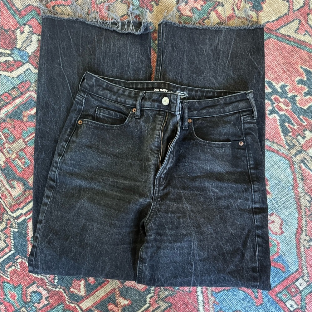 Old Navy Sky-Hi Wide Leg Extra High Rise Black Jeans